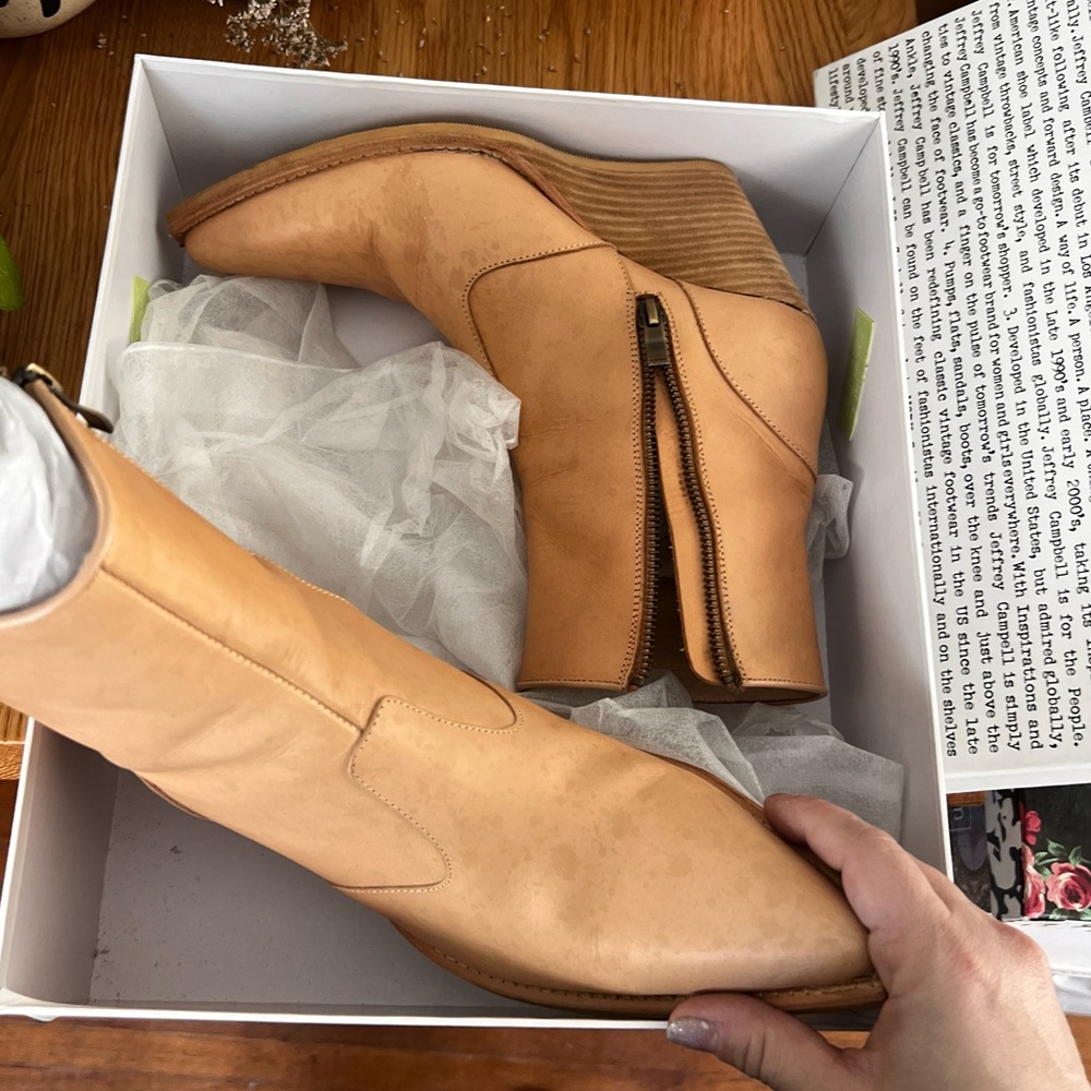 Tan Jeffrey Campbell ankle boots